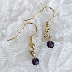 Handmade Purple Glass Bead Drop Earrings